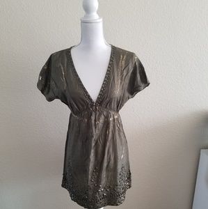 Hunter green and gold tunic/dress